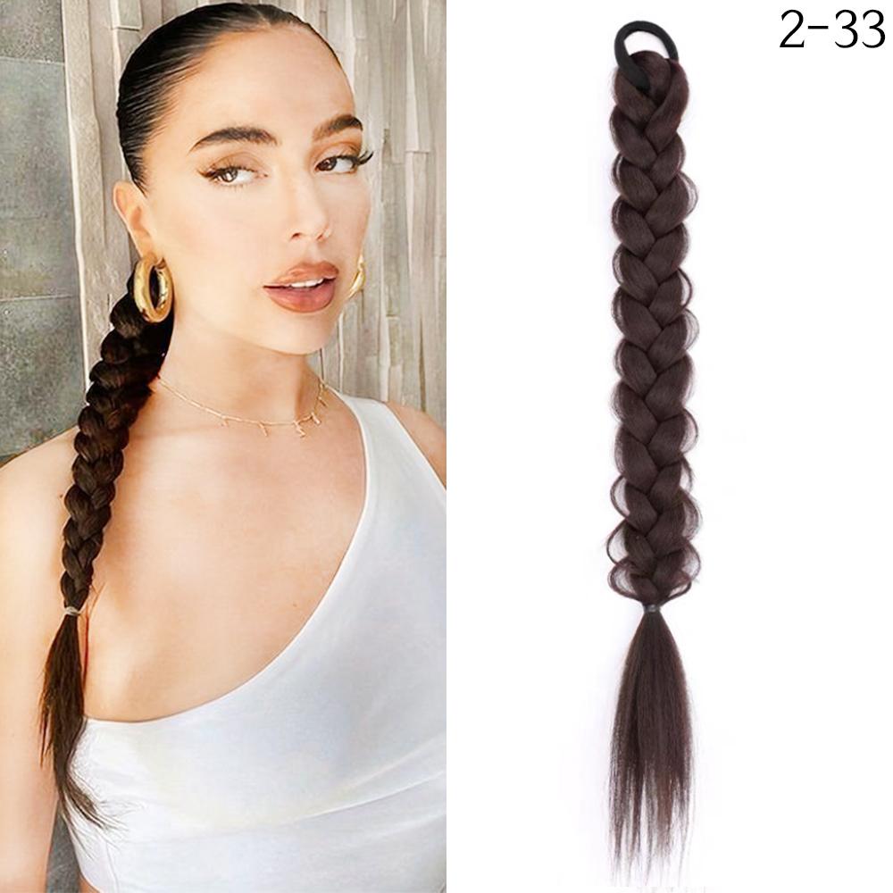 

LISI HAIR Синтетические длинные плетеные хвостики для наращивания волос Парик для женщин Черный конский хвост Шиньоны Высокотемпературное волокно 40cm