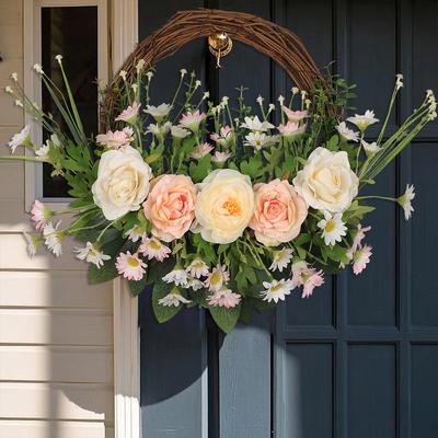 Season Simulation Wreath Door Hanging Easter Farmhouse Green Plant Wreath Festival Door Pendant Decoration