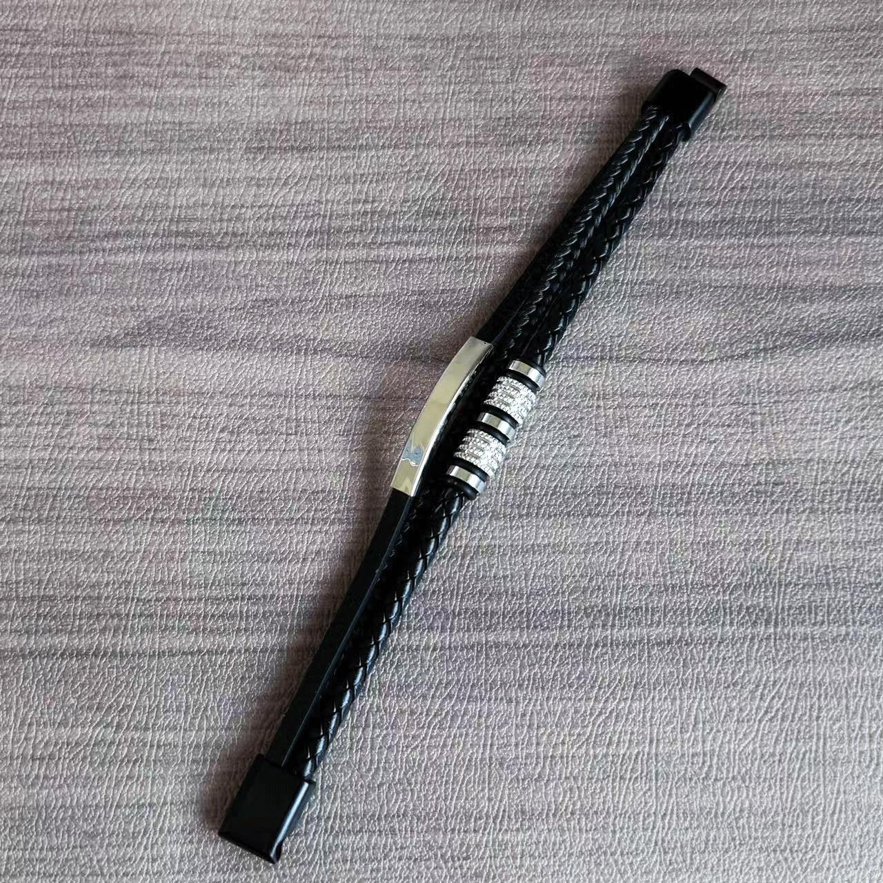 

Креативный плетеный кожаный шнурок-браслет с магнитной застежкой из титановой стали