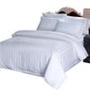 100% Cotton Striped Hotel White Bedding Set - Sateen Stripe, 4-Piece.