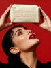 BURBERRY Beige Canvas Makeup Bag Embossed Logo Large Capacity Travel Cosmetic Wash Bag with Double Zipper for Women