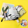 1PC foldable portable travel umbrella with comfortable silicone handle, printed with anime cat pattern, suitable for rainy and sunny days.
