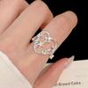 VENTFILLE   CopperBlack Zircon Wheat Ears Leaf Ring for Women Girl Gift Double Layer Simple Jewelry Dropshipping