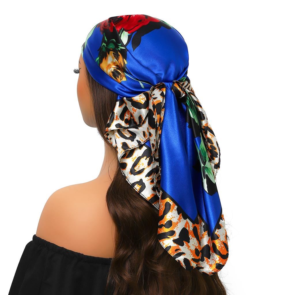 90*90cm Silk Scarf Scarftop Headwraps For Woman Fashion Four Seasons Hair Accessories Hijab Foulard Bandana Femme Headscarf