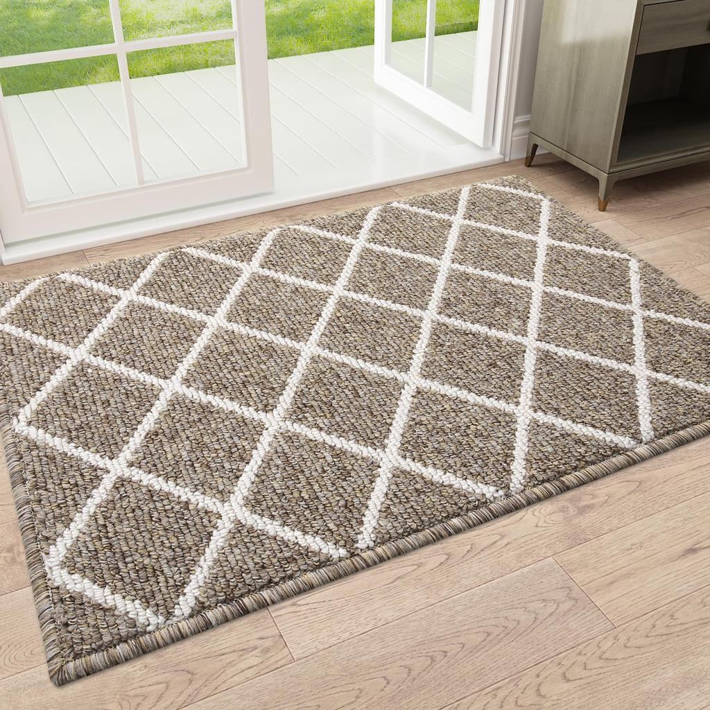 Olanly Entryway Washable Low-Profile Indoor Doormat Absorbent Resist Dirt Entrance Inside Floor Mats Backing Non Slip Door Mats