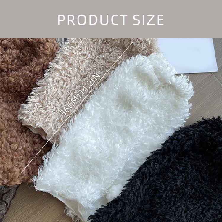 Women Vintage Warm Curly Furry Solid Color Leg Warmers Leg Covers Aesthetic Fuzzy Plush Boot Cuffs Socks for Winter Days