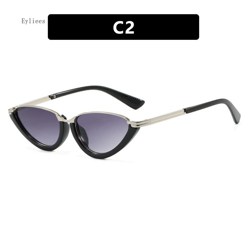 

New Small Frame Cat Eye Fashion Trendy Personalized Metal Sunglasses Womens High-end Retro Sunglasses