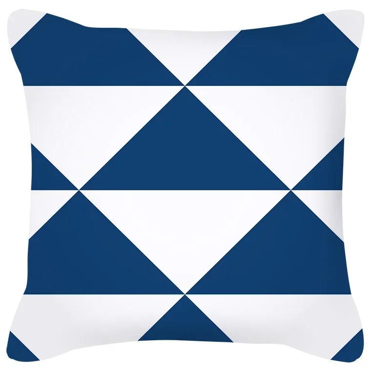 Cushion Cover Geometric Pattern Blue Gray Pillow  Upholstered Sofa   Home Decor