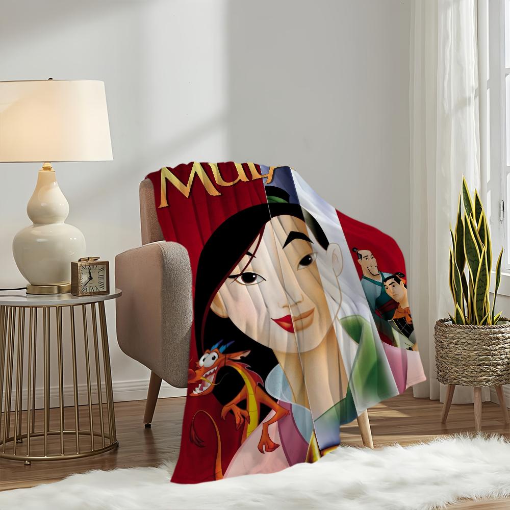 Cartoon Film Blanket Plush Nap Sofa Rug for Living Room M-Mulan Warm Office Bedroom Birthday Home Travel Kid Gifts