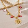 DIEYURO 316L Stainless Steel Golden Sun Totem Cherry Starfish Flower Necklace Women New Fashion Neck Chain Jewelry Party Gift
