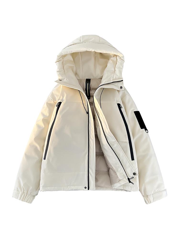 Unisex White 90% Duck Down Hooded Winter Jacket - Warm, Versatile, and Thickened for Youth Casual Wear