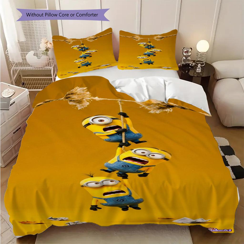 Despicable Minions Wallpapers Threepiece Set 1 Duvet Cover 2 Pillowcase Without Core Duvet Cover And Pillowcase Christmas Birthday Gift