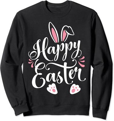 Happy Easter Bunny Rabbit Face Funny Easter Day Unisex Crewneck Sweatshirt