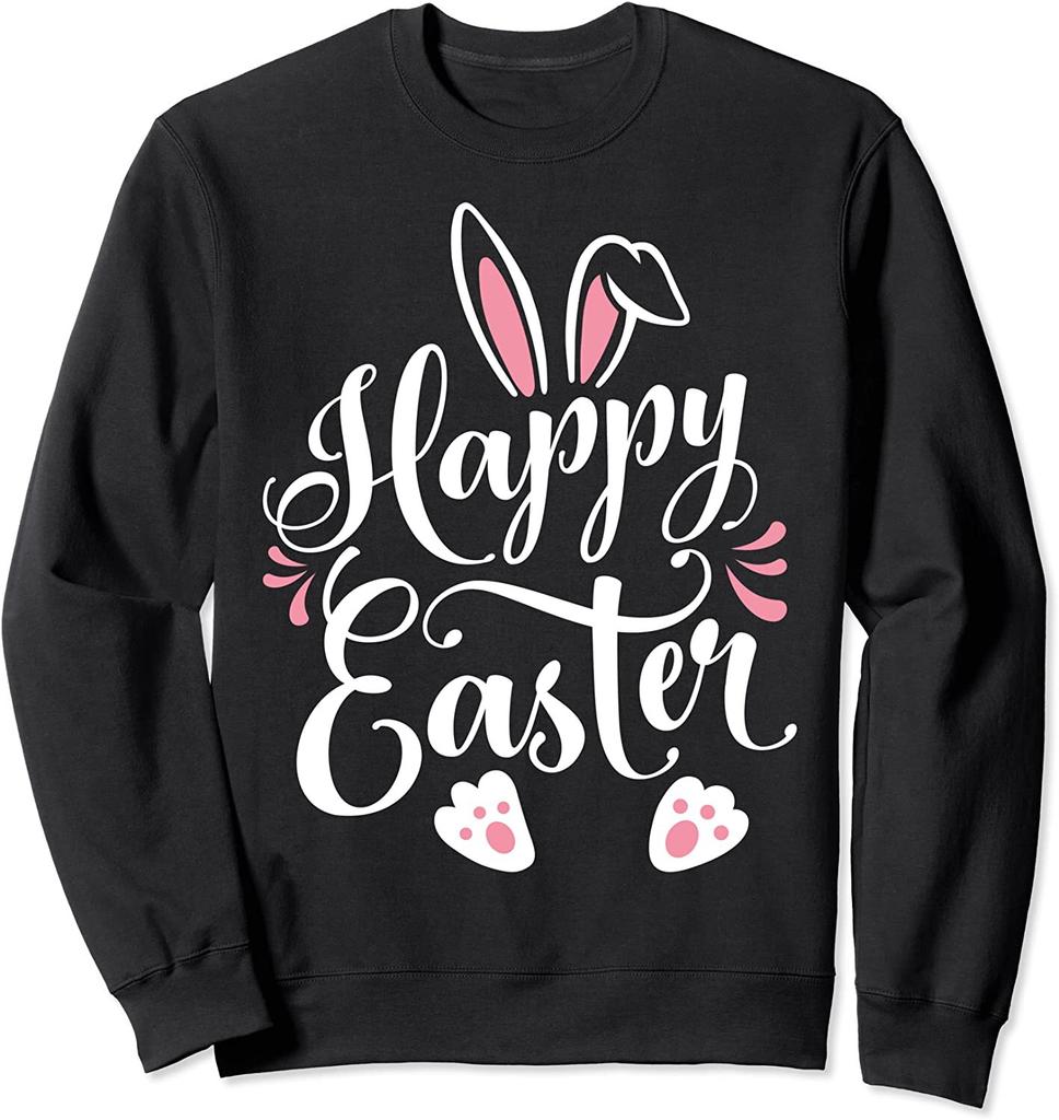 Happy Easter Bunny Rabbit Face Funny Easter Day Unisex Crewneck Sweatshirt