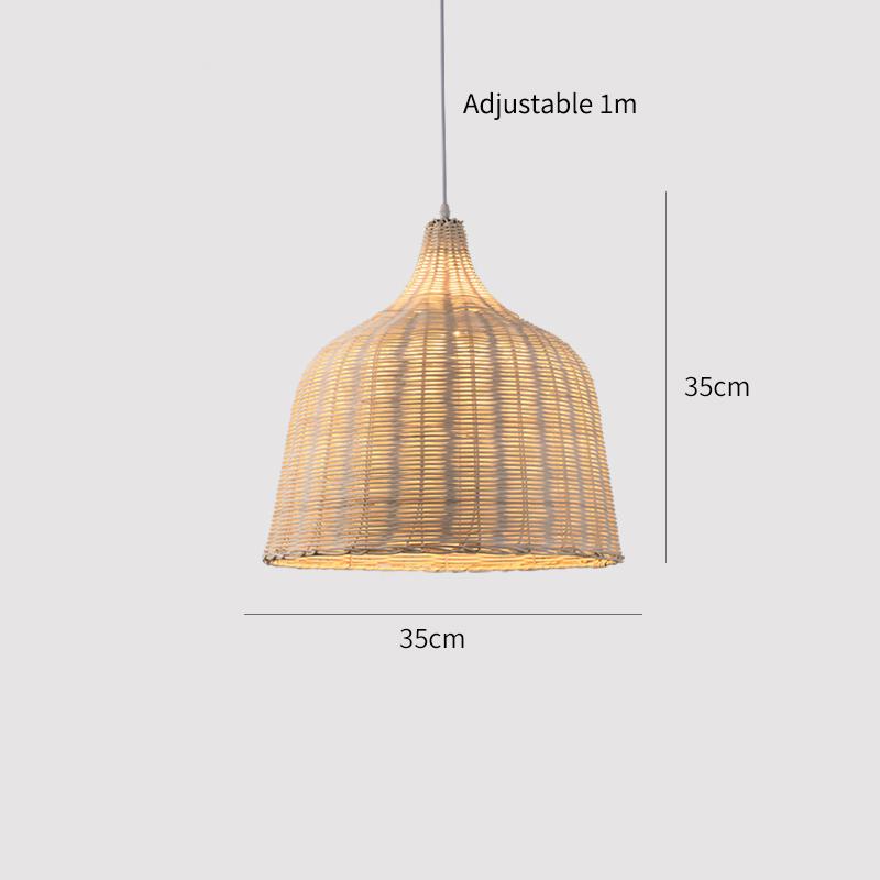 Home Hotel Restaurant Rattan Lampshade Handwoven Wicker Natural Bamboo Rattan Lighting Large Pendant Light Chandelier Lamp