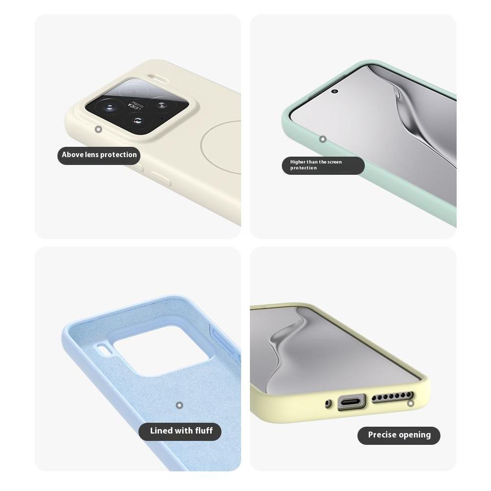 For Xiaomi 14 Pro Liquid Silicone Magnetic Case Skin-Touch Phone Cover