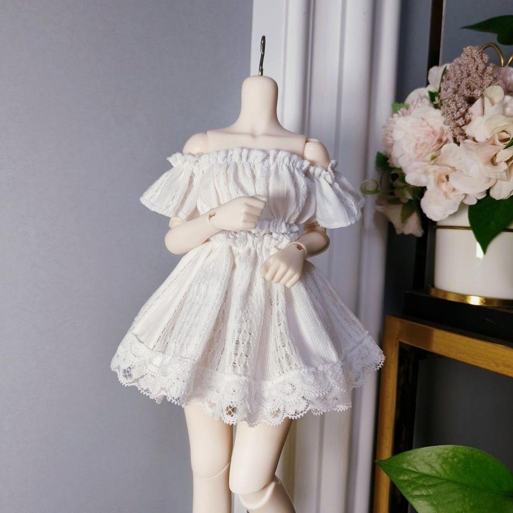 HAMRETHYPPZ 14 16 13 BJD Ball Jointed Doll Dress Doll Costume Doll Maid Clothes Ball Jointed Doll Dress Up BJD Doll White Lace Dress Set Cute and