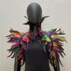 Feather Shawl Cape Costume Cloak With Faux Fur For Performance And Dance Shows