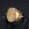 Anello da Uomo Color Oro Zirconia Cubica Nostra Signora di Guadalupe Vergine Maria Anello Religioso