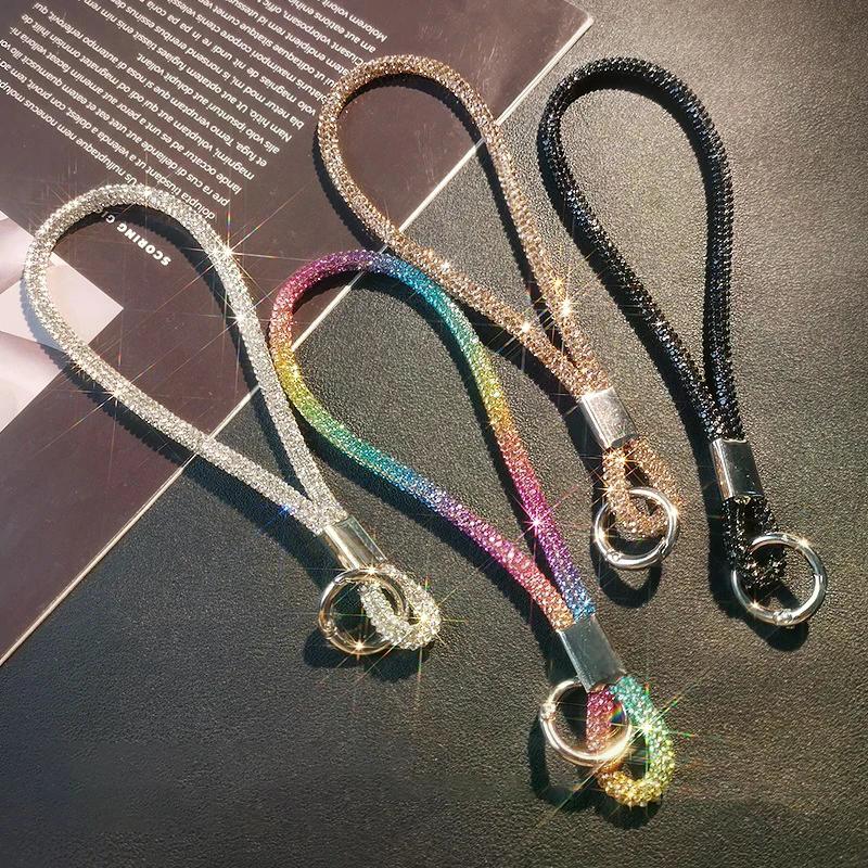 Luxuriöse Handy-Kristall-Handschlaufe Glitzer Strass Handy-Lanyard Schlüsselanhänger Hängendes Anti-Verlust-Seil