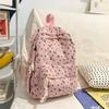 Women's Corduroy Backpack Large Capacity Bow Student Schoolbag