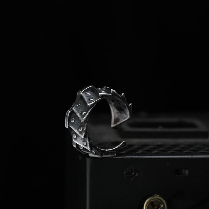 Retro Cyberpunk Gear Armor Ring For Men Antique Punk Gothic Adjustable Ring Handmade Rock Biker Accessories Man Gift