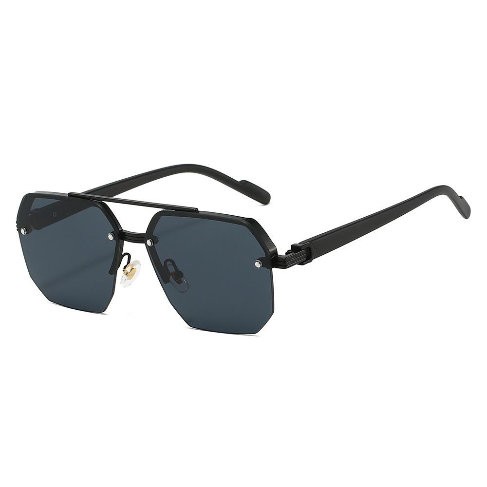Oversize Retro Double Bridges Polygon Square Metal Men Sunglasses Fashion Gradient  Trending Women Sun Glasses