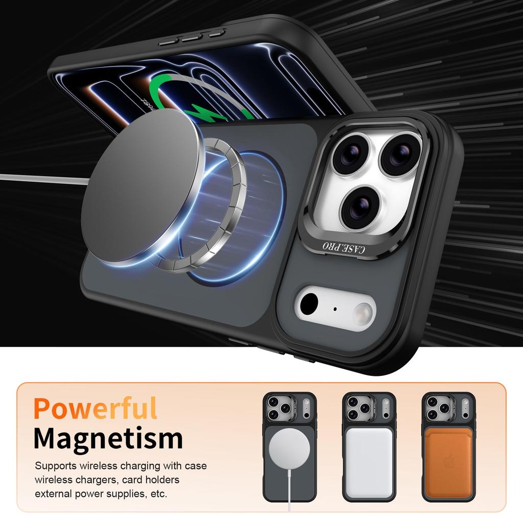 Applicable to iPhone17ProMax mobile phone case imitation original matte skin magnetic attraction Apple 16E lens holder 5