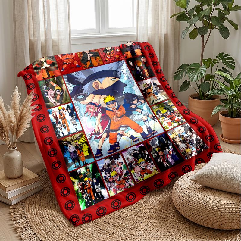 Naruto Printed Flannel Blanket Skin Friendly Warm Decorative Throw for Indoor Couch Bed Daily Use