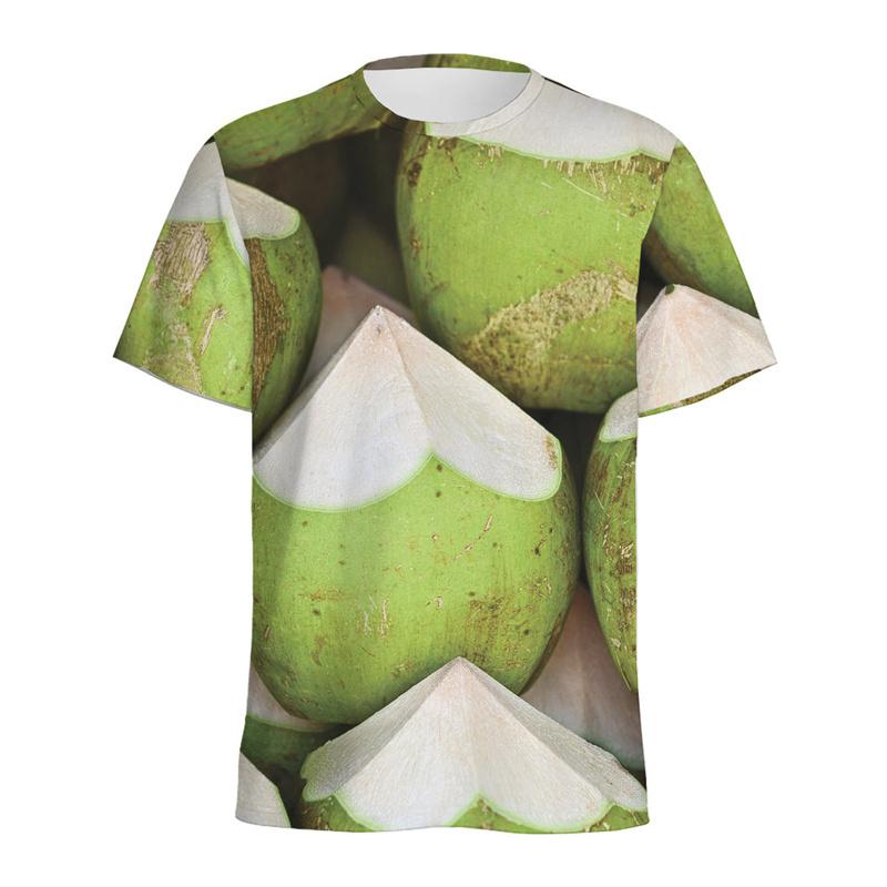 Fresh Coconut Palm 3D Digital Printed Men's Fashion Trendy Round Neck Short Sleeved T-shirt