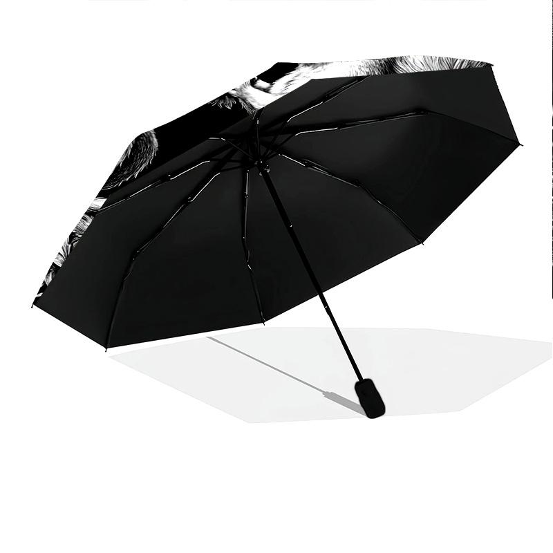 Squirrel pattern, automatic folding umbrella, portable and foldable design, 8 ribs, a Christmas or birthday gift.