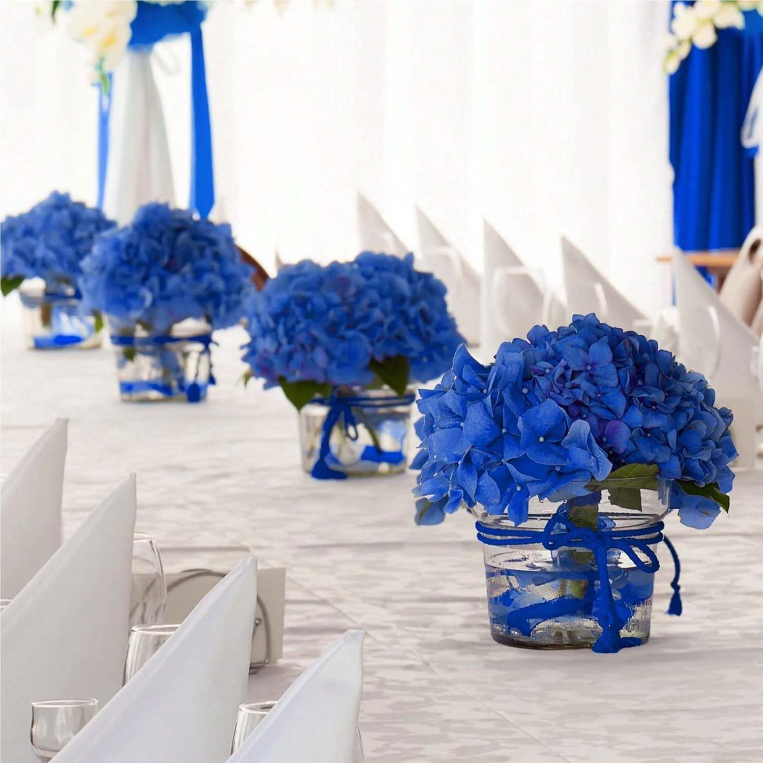 

Artificial Hydrangea Bouquet Real Touch Silk Hydrangea Home Vase Decoration, Bedroom Bedside Flower Decoration, Bridal Bouquet(without Flower stem) 1PC