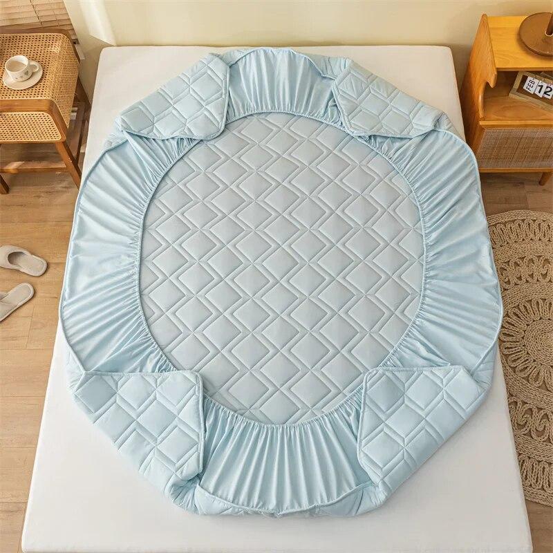 Thicken Mattress Cover Cotton Quilted Bed Cover Anti-bacterial Mattress Protector Topper Pad Soft Fitted Sheets Thick Bed Linens