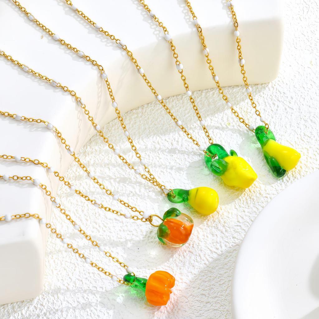 Color Dopamine Fruit Series Pendant Necklace Summer Niche Simple Versatile Do Not Fade