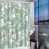 Elegant Vintage Botanical & Bird Shower Curtain - Sage Green with White Birds and Hand-Drawn Branches, Polyester Fabric, 180.0