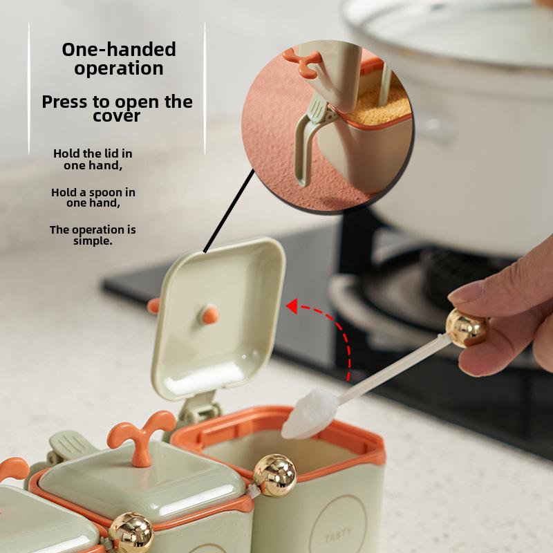 Kitchen Seasoning Set: Salt & MSG Jars with Compartments