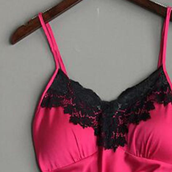 Women Nightdress Contrast Colors Stain Lace Patchwork Women Nightie for Sleeping