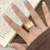 Wide Band Geometric Frosted Matte Ring for Women – Adjustable Irregular Hip Hop Style