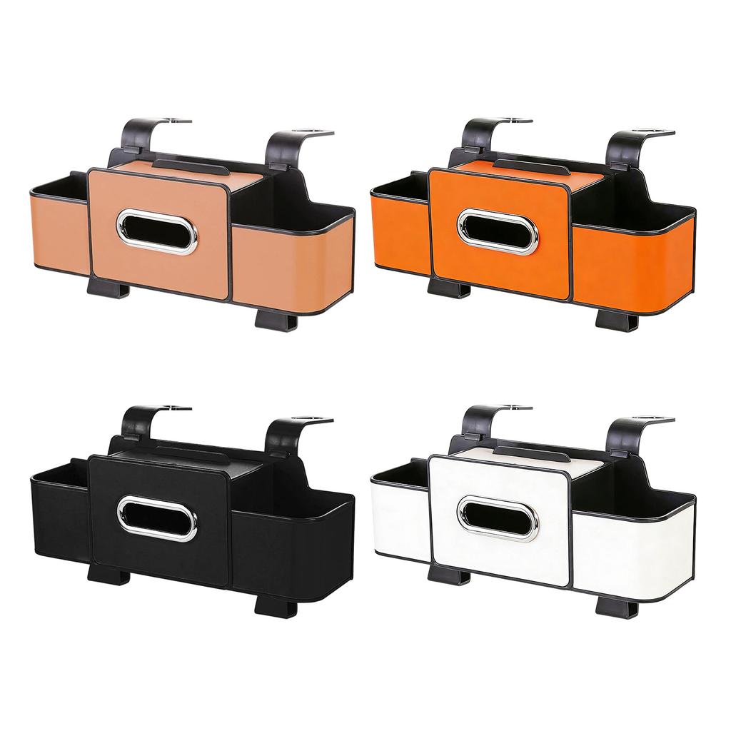 Car Rear Seat Storage Box With Cup Holder Tissue Box Trash Bin and Hook Backseat Organizer For Road Trips