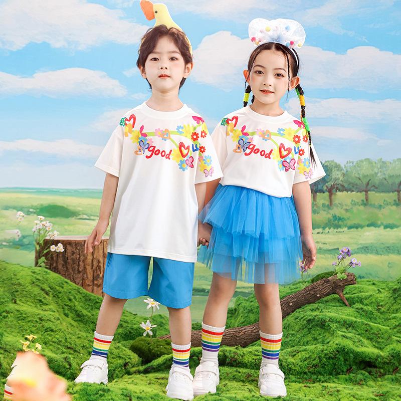Children, Performance Costumes Elementary School Cheerleading Costumes Kindergarten Dance Costumes Candy-Colored Gauze Skirts
