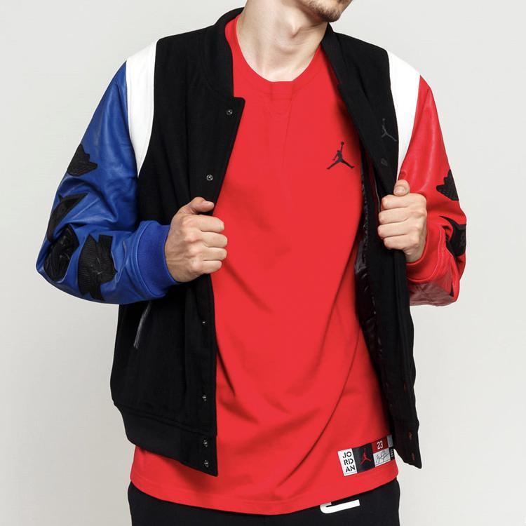 Jordan Yin Yang Sleeve Destroyer Skórzana Kurtka Varsity Męska Kurtki Czarna AT9959-010