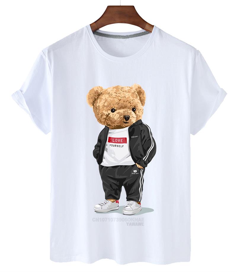 New Arrival Teddy Bear Harajuku Tshirt for Unisex Summer Short SleeveTshirt Unisex Summer Clothes Comfortable Daily Unisex T Shirt