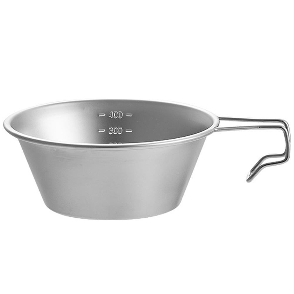 

300ml/500ml Camping Water Cup Mug Stainless Steel Camping Bowl Lwith Handle Corrosion Resistant Hiking Picnic Cooking Equipment