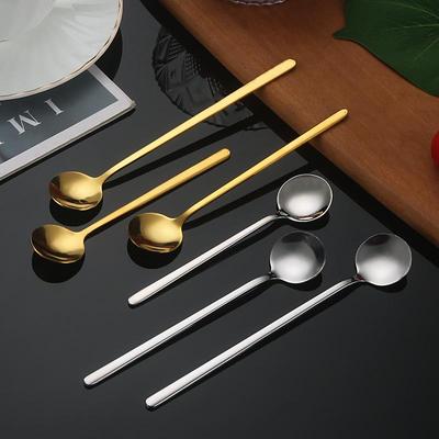 Kreatives, hochwertiges Dessert- und Kaffeelöffel-Souvenir aus goldenem Edelstahl