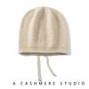 Autumn and Winter New Cashmere Women's Knitted Hat Drawstring Warm Ear Protection Fashion Hat Crimping Stack Hat Cold Hat