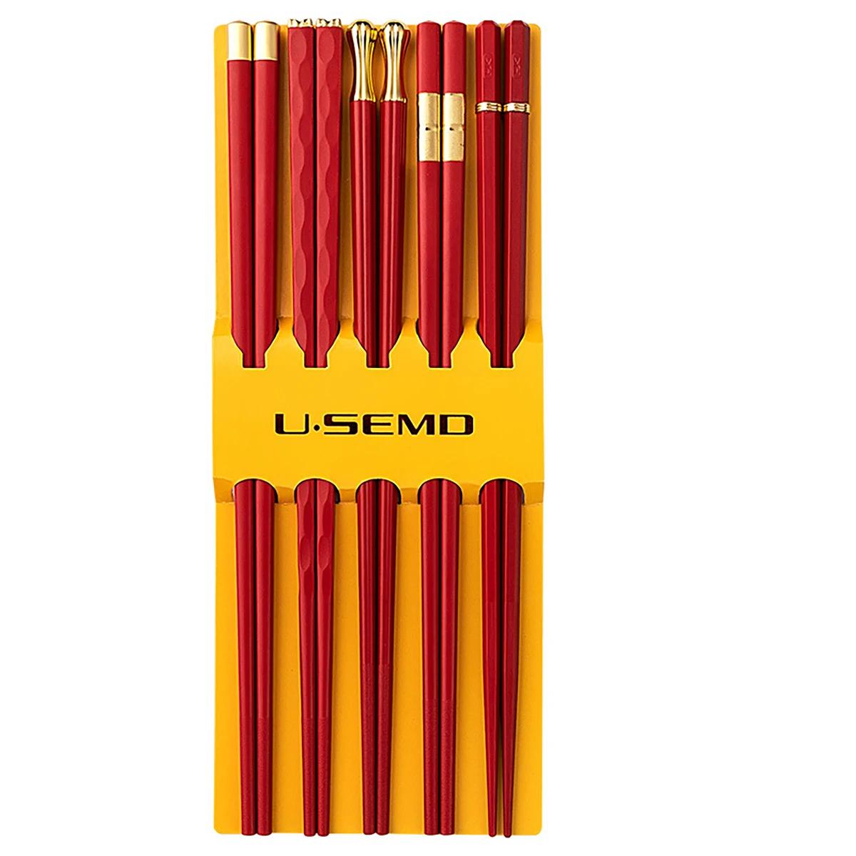 

5 Pairs Korean Cooking Chopsticks Set Japanese Chopsticks Reusable Chinese For Eating Metal Stainless Steel Alloy Sushi Sticks