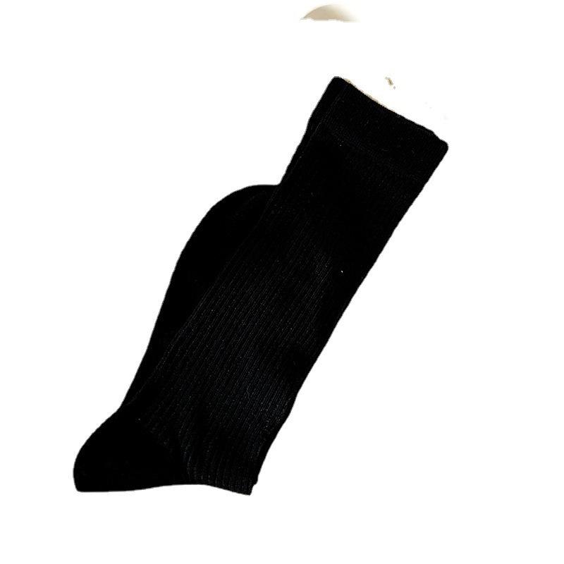 Simple Plain Color Stacked Socks Women'S Mid-Length Summer Thin Solid Color Calf Socks Candy-Colored Trendy Socks