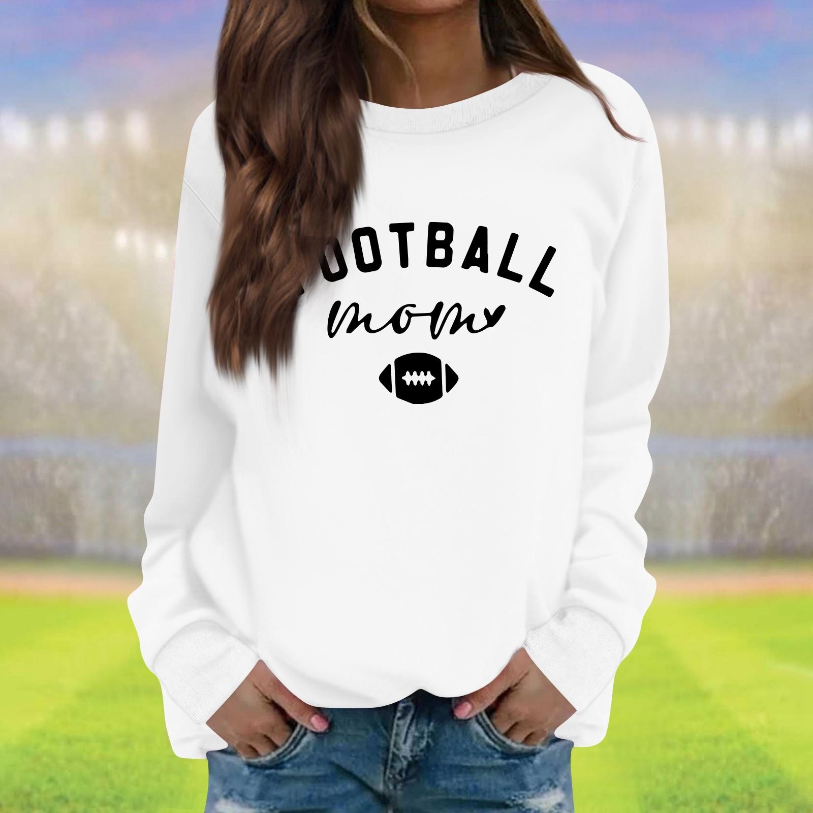 

Жіноча мода повсякденний довгий рукав суцільний колір друкований круглий виріз Топ XL білий