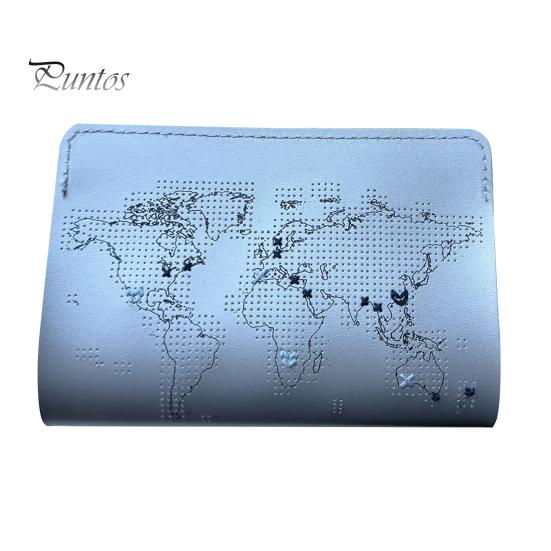 

Обложка для паспорта из искусственной кожи с атласом мира, вышитым крестиком «Где вы были», защитный чехол для паспорта с вышивкой ручной работы, держатель для паспорта для путешествий серебряный