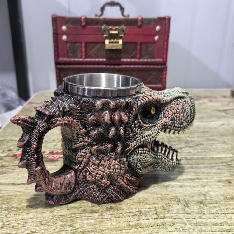 Innovative Dinosaur Shape Cup With Nonrust Steel Liner Easy Cleaning Dinosaur Drinking Cup For Home Decors Or Gift